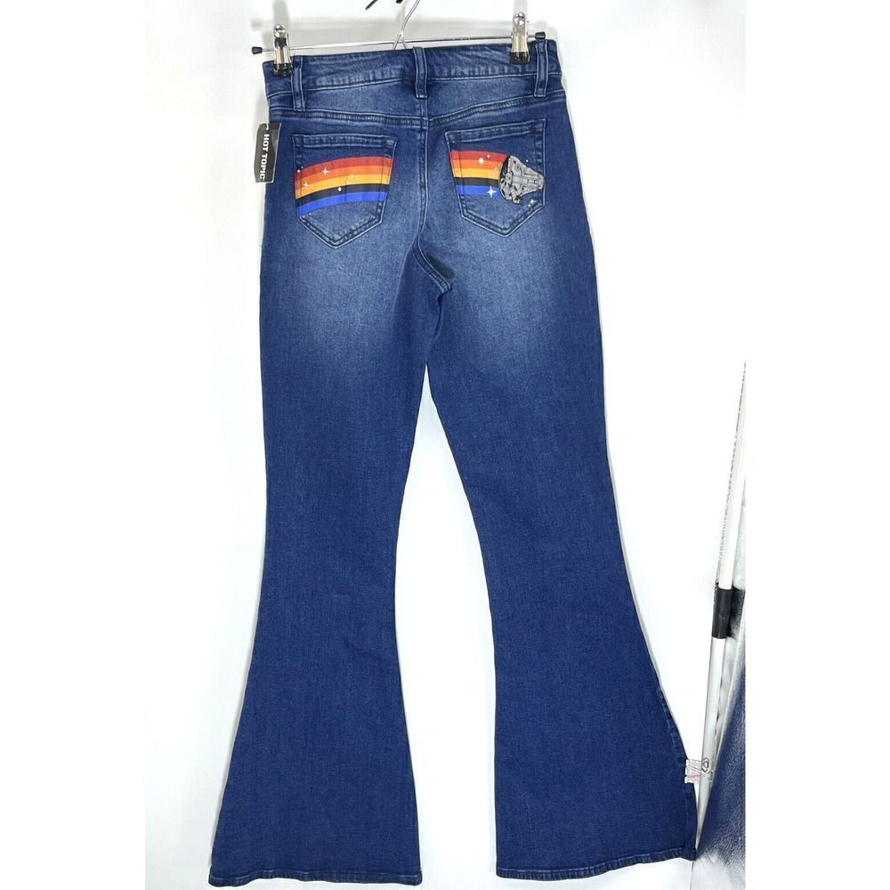 STAR WARS x Hot Topic Han Solo Millenium Falcon Bell Bottom Jeans Jr Size‎ 3